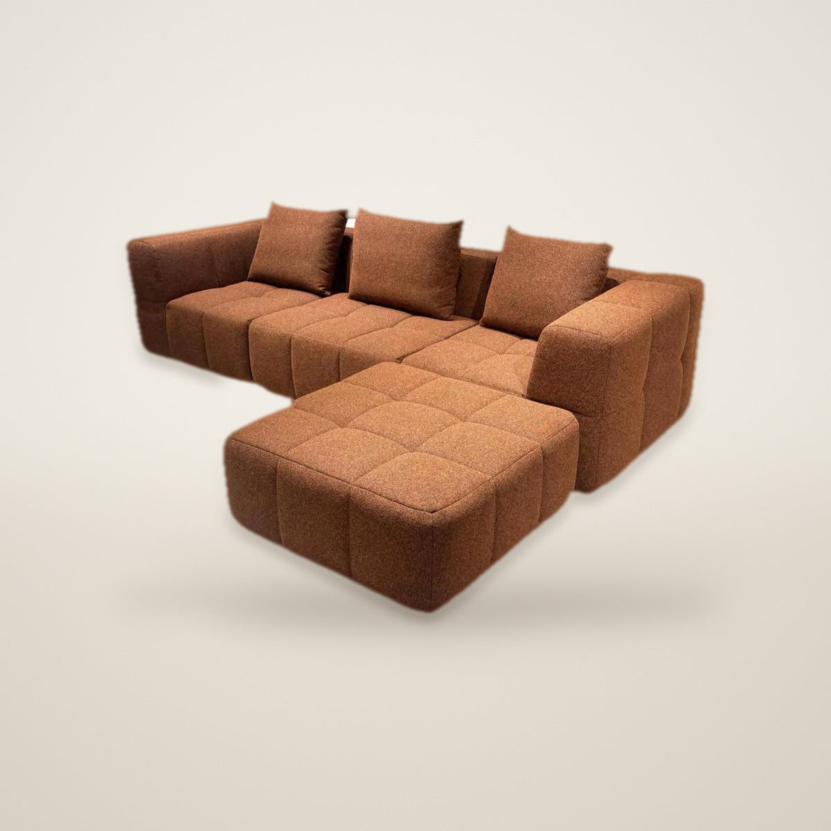Canapé Terre — photographie studio (3 places + pouf)