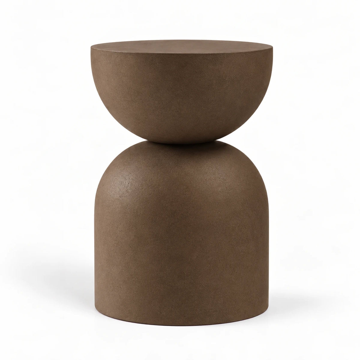 Table d'appoint Cloche brun terre, demi-sphère sur base en cloche, sur fond blanc