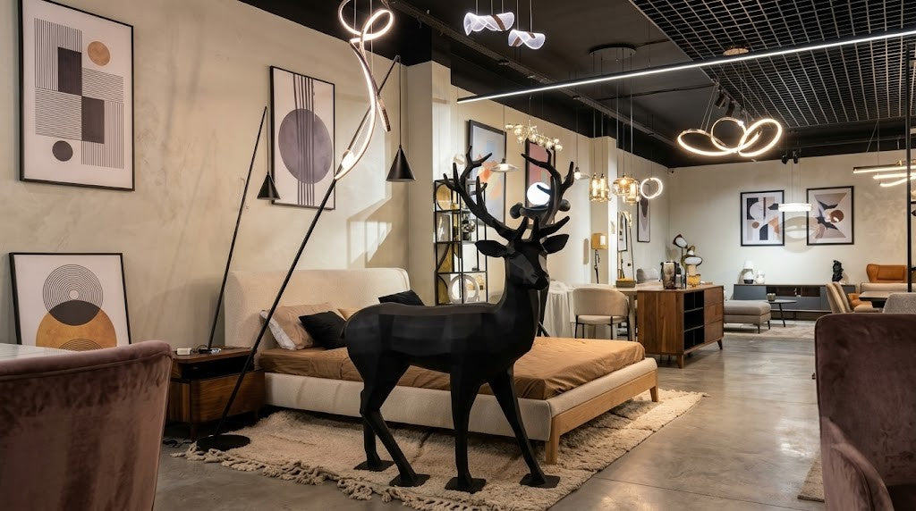 Sculpture Cerf Design aux bois déployés