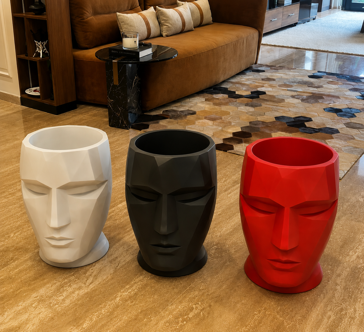 Sculpture Visage Abstrait au design minimaliste