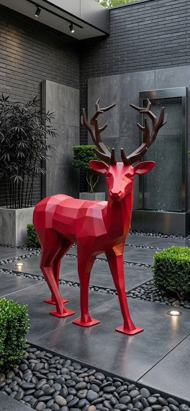 Sculpture Cerf Design aux bois déployés