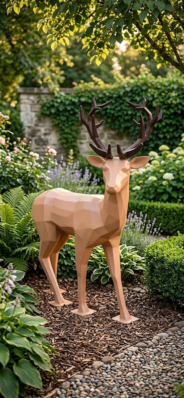 Sculpture Cerf Design aux bois déployés